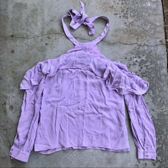 L’Academie Helena Blouse Top Halter Ruffle Lilac Lavender Purple S NWT - Picture 4 of 5